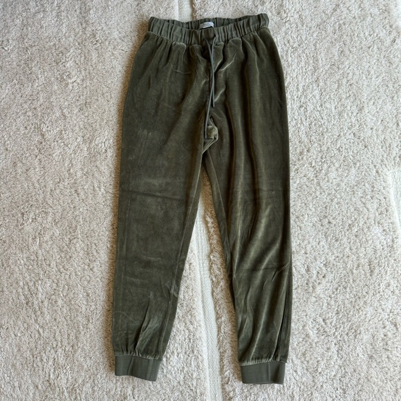 Outerknown Pants - Outerknown velour olive green pants